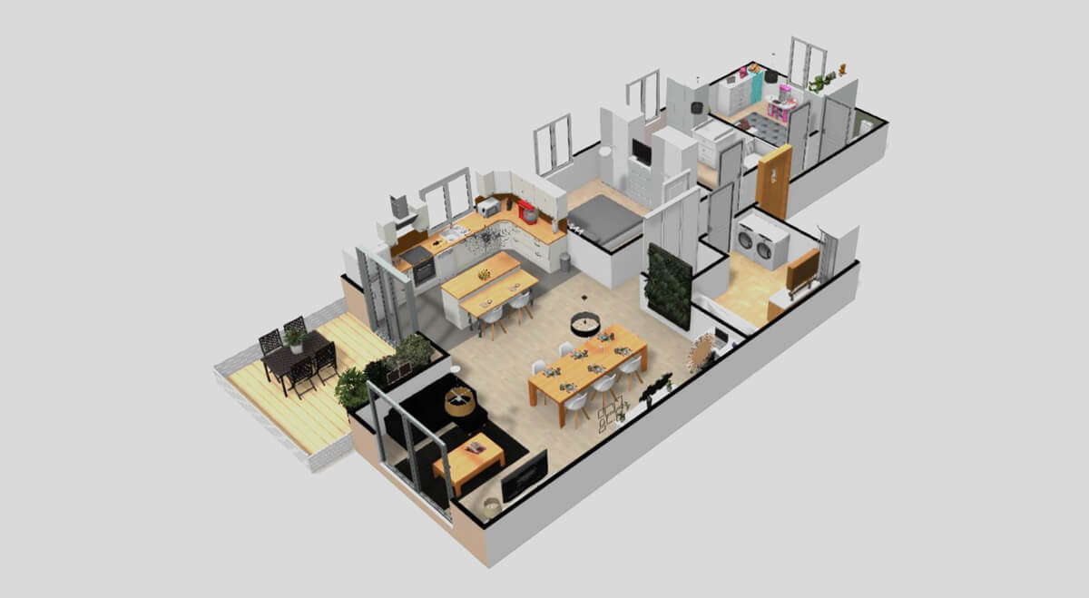 What is a floor plan? View of a 3D house floor plan created on HomeByMe
