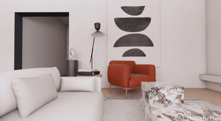 Interior decor trends: linving room warm tone furniture