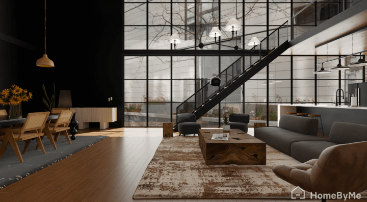 Industrial open living room