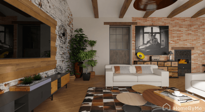 Industrial living room 3D plan