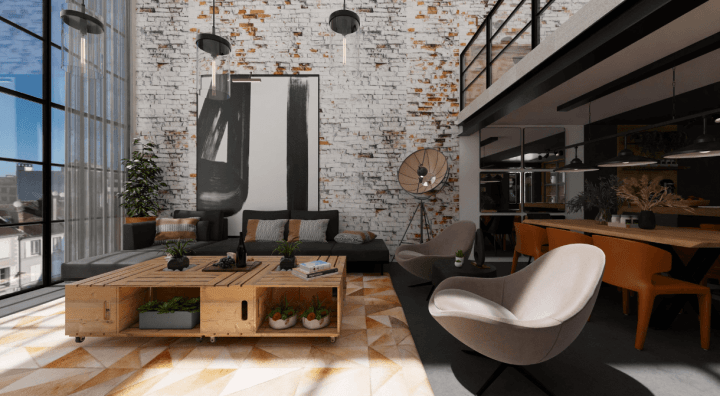 Industrial stylish loft